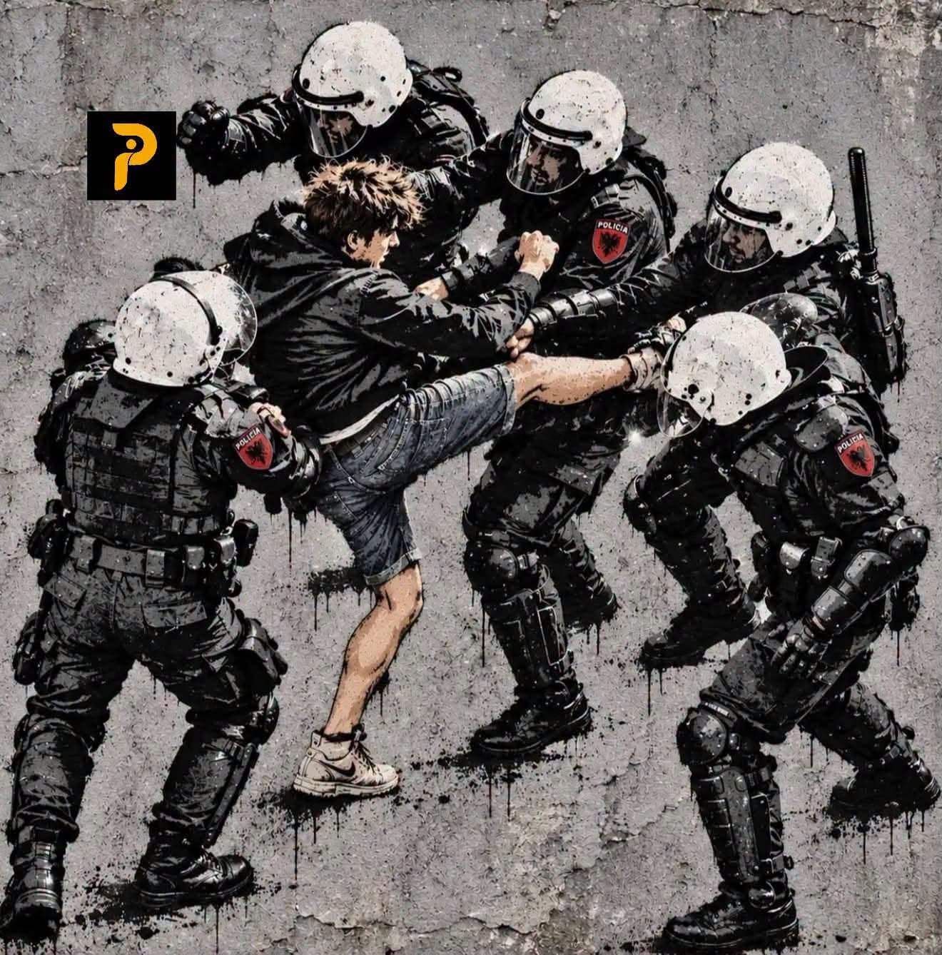 Studenti i vetëm kundër gjashtë policëve