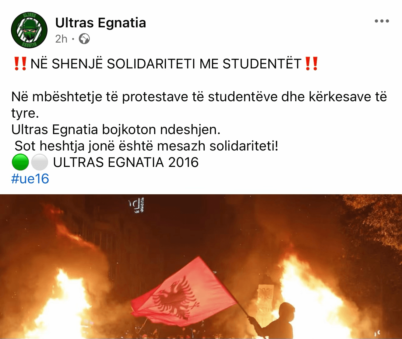 Tifozët e Egnatias bojkoton sfidën europiane: bojkotojmë ndeshjen, solidarizohemi dhe mbështesim studentët